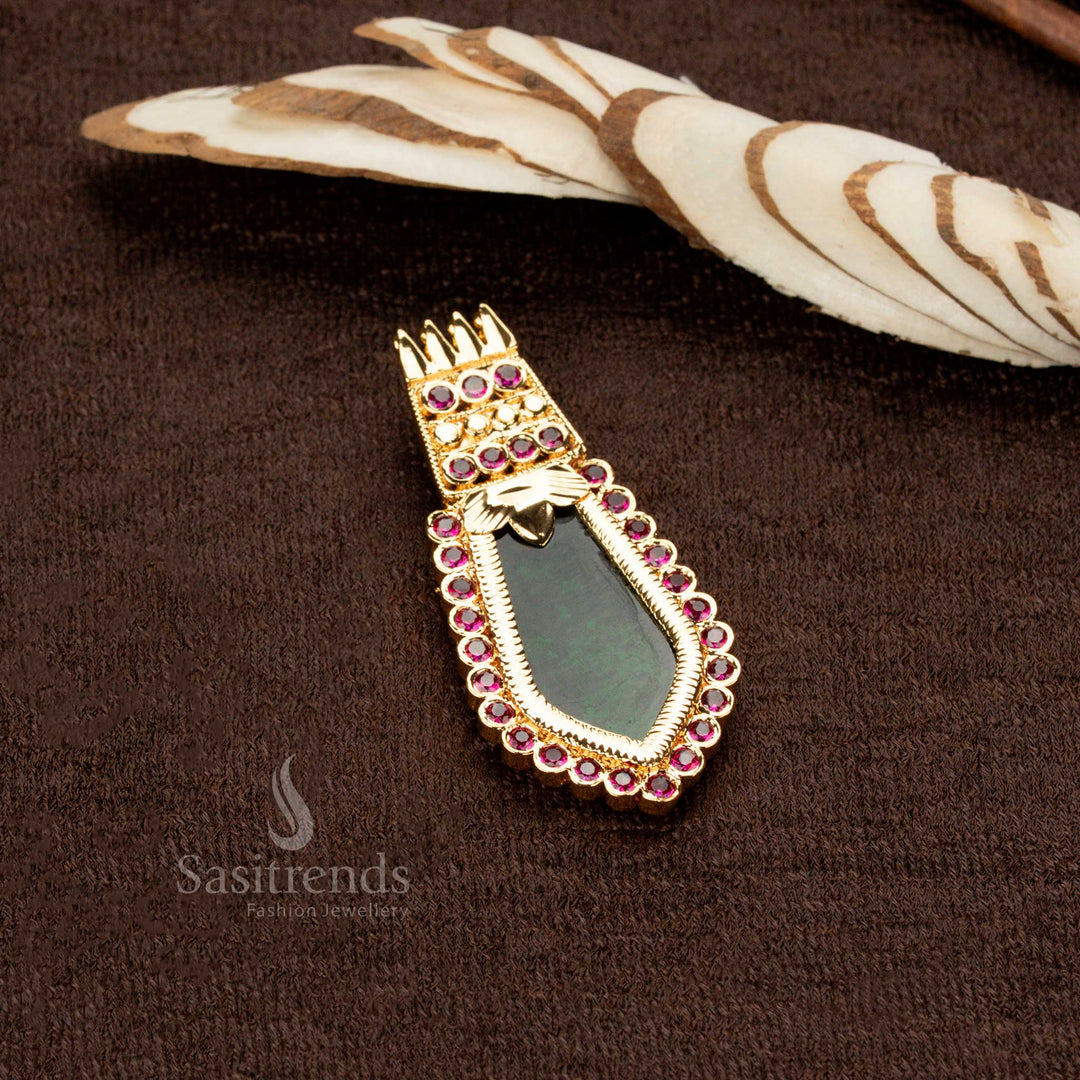 Micro Gold plated Green nagapadam pendant for festive wear - Sasitrends