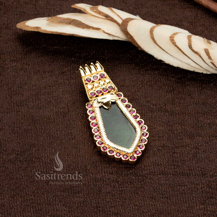 Micro Gold plated Green nagapadam pendant for festive wear - Sasitrends