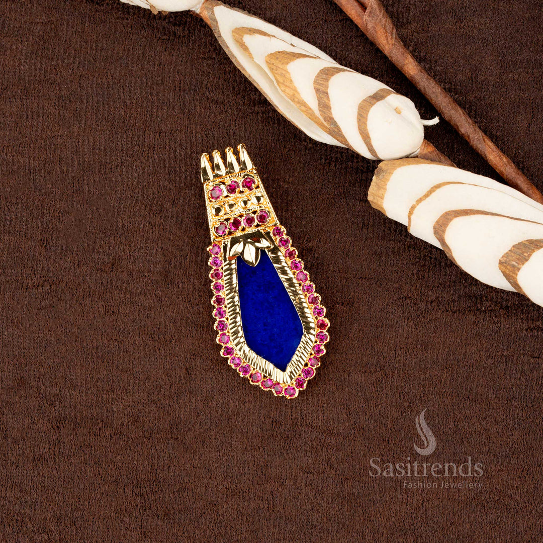 Temple wear Fully AD Stone Studded Palakka pendant, high-quality micro gold plated design – Sasitrends