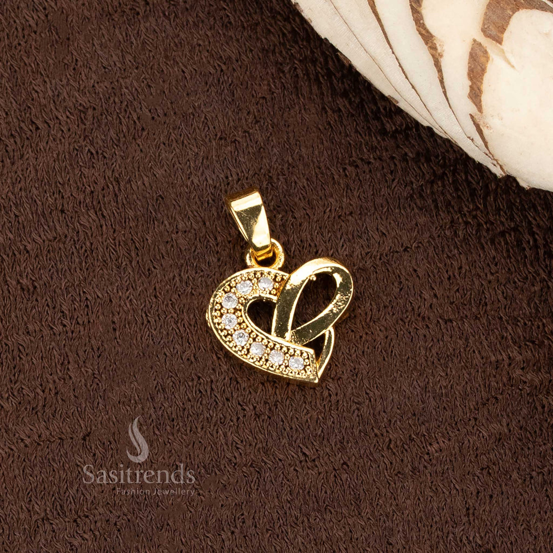 Heart Ribbon Shape Pendant Dollar with AD Stones – Sasitrends