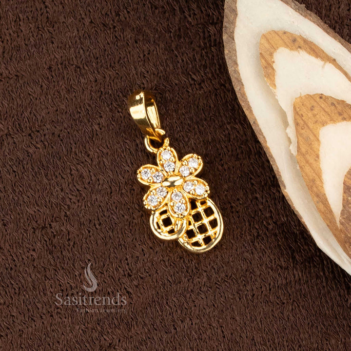 Stunning Micro Gold Plated AD Stone Floral Grid Pendant Dollar – Elegant Real Gold Look - Sasitrends