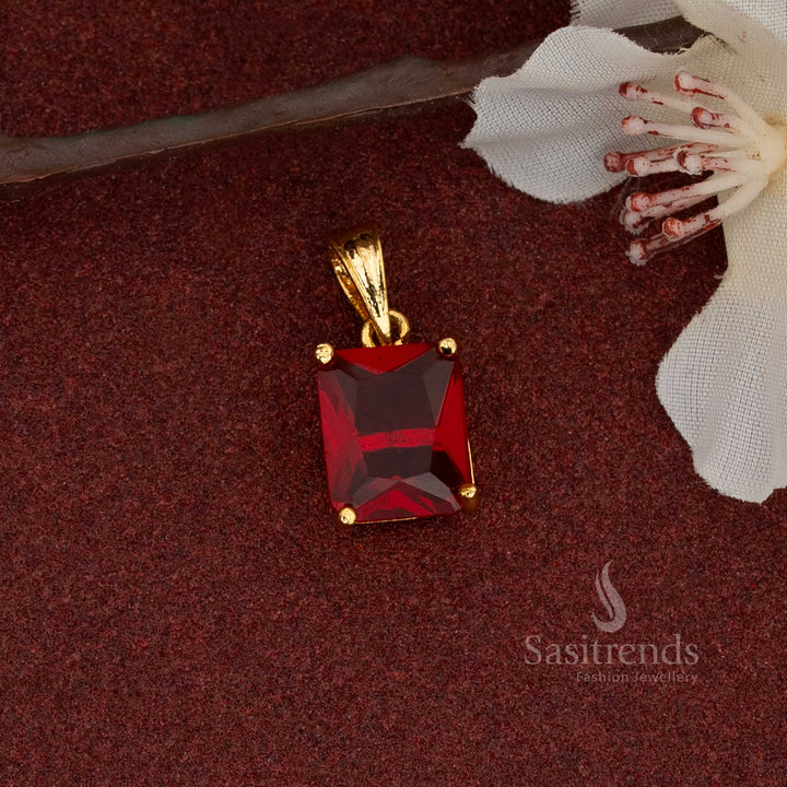 An all-gold AD stone pendant with a secure four-prong setting, perfect for daily wear or special occasions.
