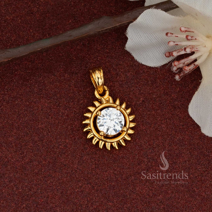 Dazzling AD Stone Micro Gold Plated Sun Pendant - Looks Like Real Gold - Sasitrends