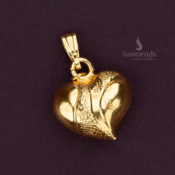 Gorgeous Micro Gold Plated Elegant Heart Pendant – One Gram Jewellery with Textured Design, Guaranteed to Look Like Real Gold - Sasitrends