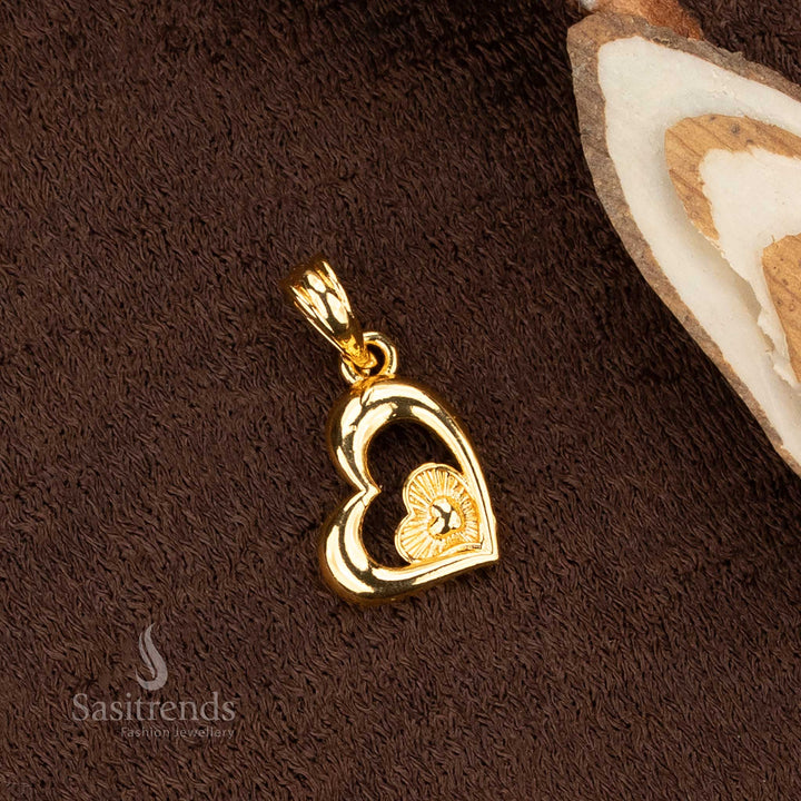 Wonderful Micro Gold Plated Twin Heart Pendant Dollar – Romantic Gold Look with Real Finish - Sasitrends
