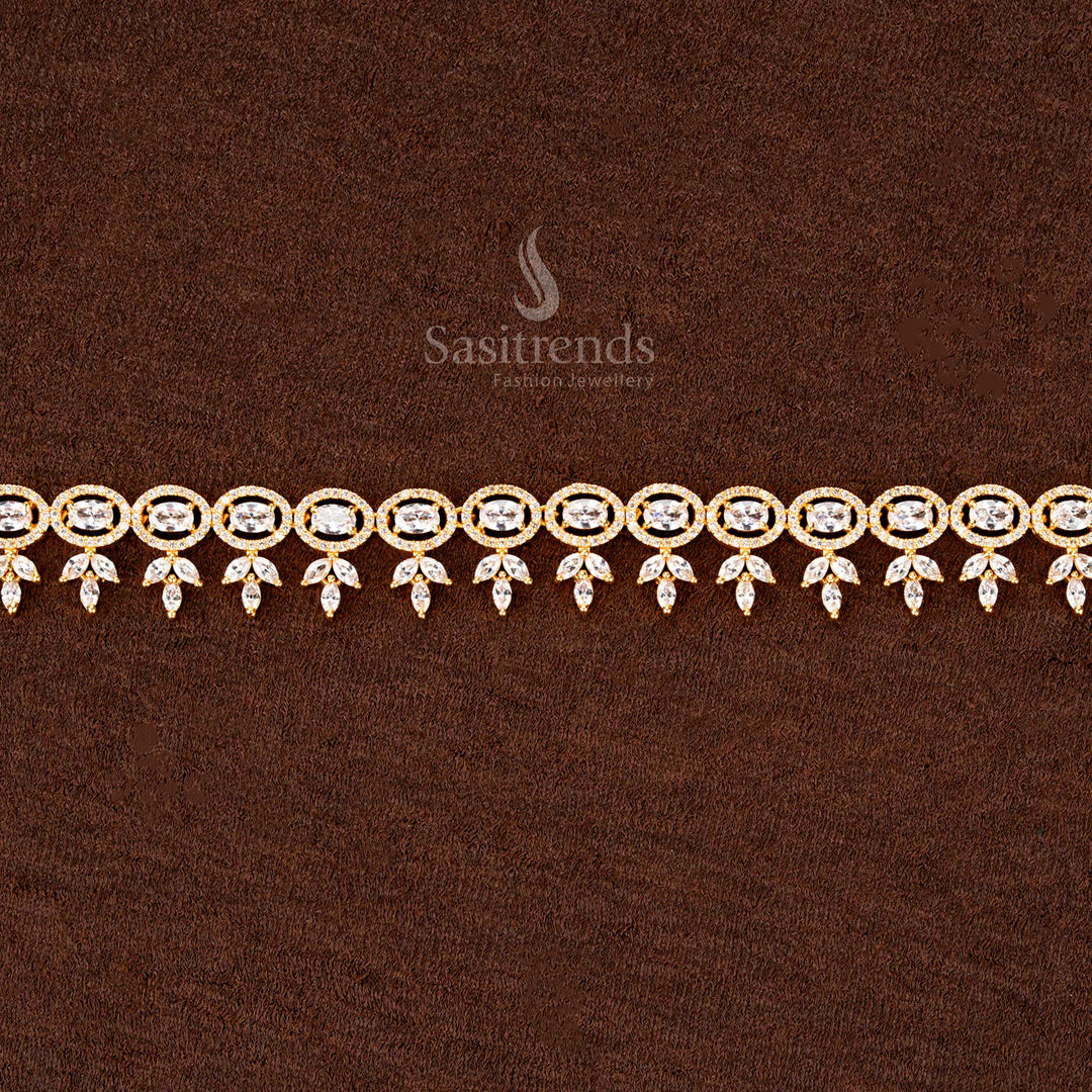 Elegant Single Line Waist Belt with AD Stones for Festive Looks - Sasitrends
