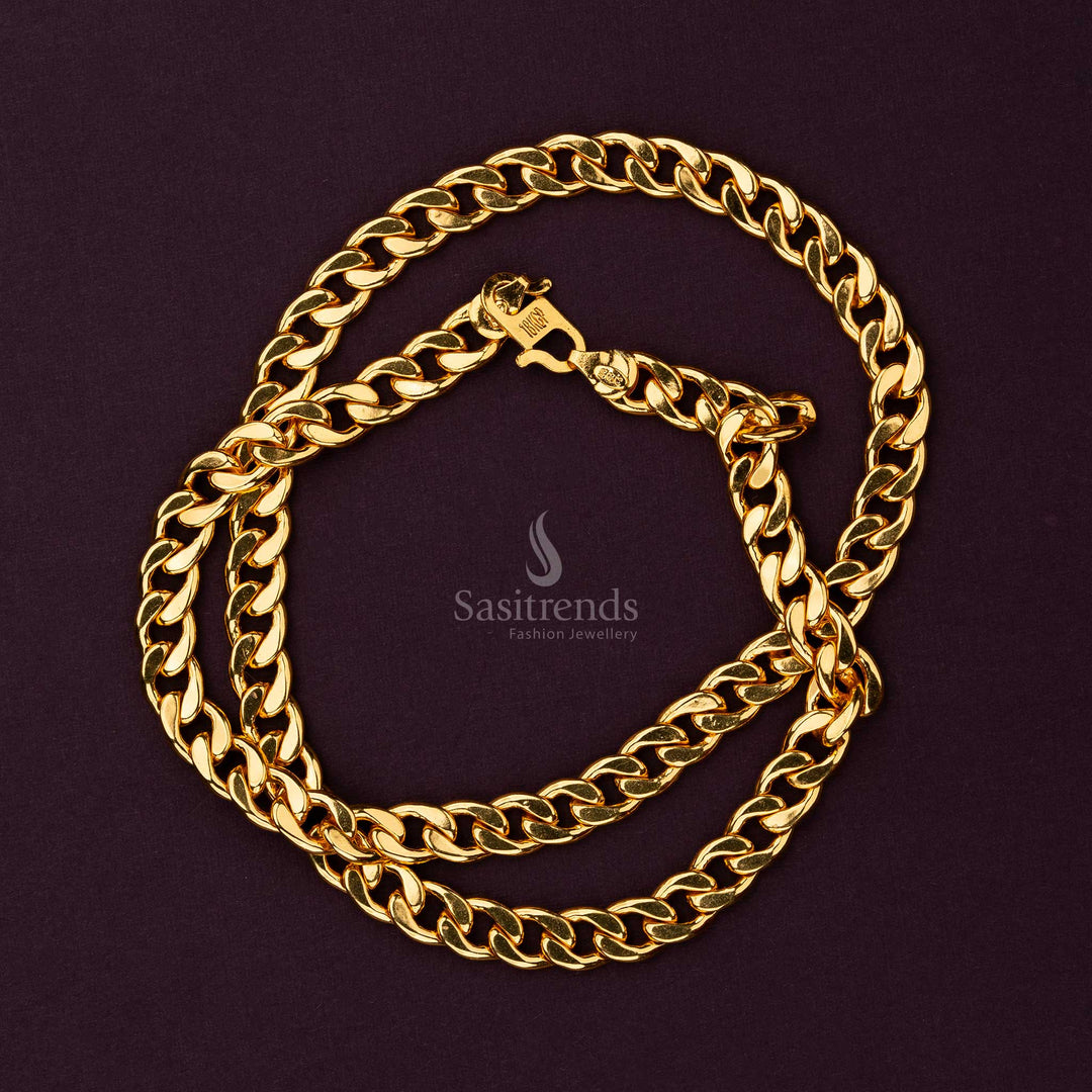 Men’s Micro Gold Plated Oval Shaped Chain – One Gram Jewellery, Traditional Wear – Sasitrends