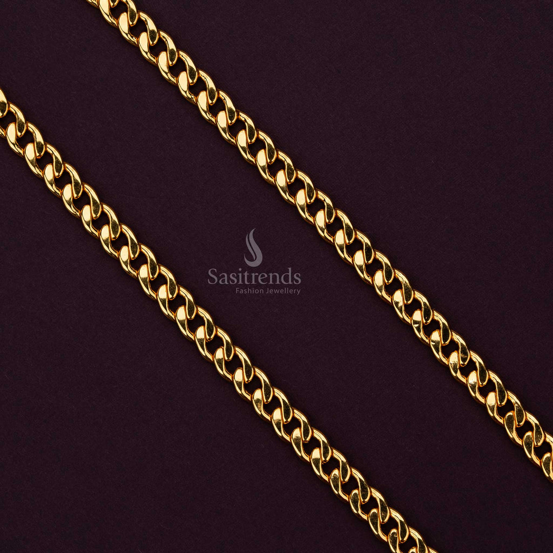 Men’s Stylish Micro Gold Plated Oval Shaped  – One Gram Jewellery, Gold Look – Sasitrends