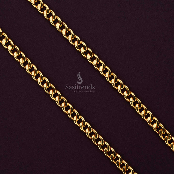 Men’s Stylish Micro Gold Plated Oval Shaped  – One Gram Jewellery, Gold Look – Sasitrends