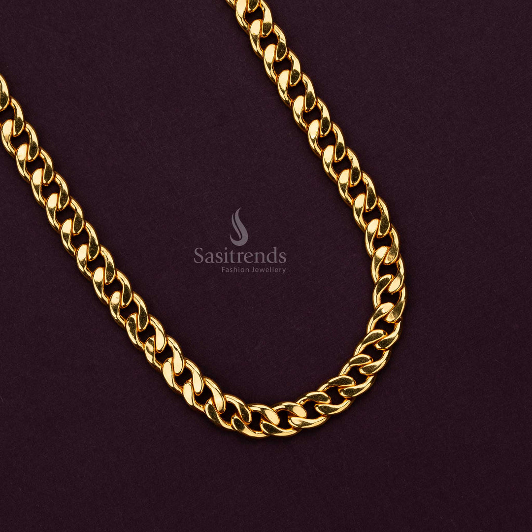 Temple Wear Men’s Micro Gold Plated Oval Shaped  Chains, Authentic Traditional Jewellery – Sasitrends