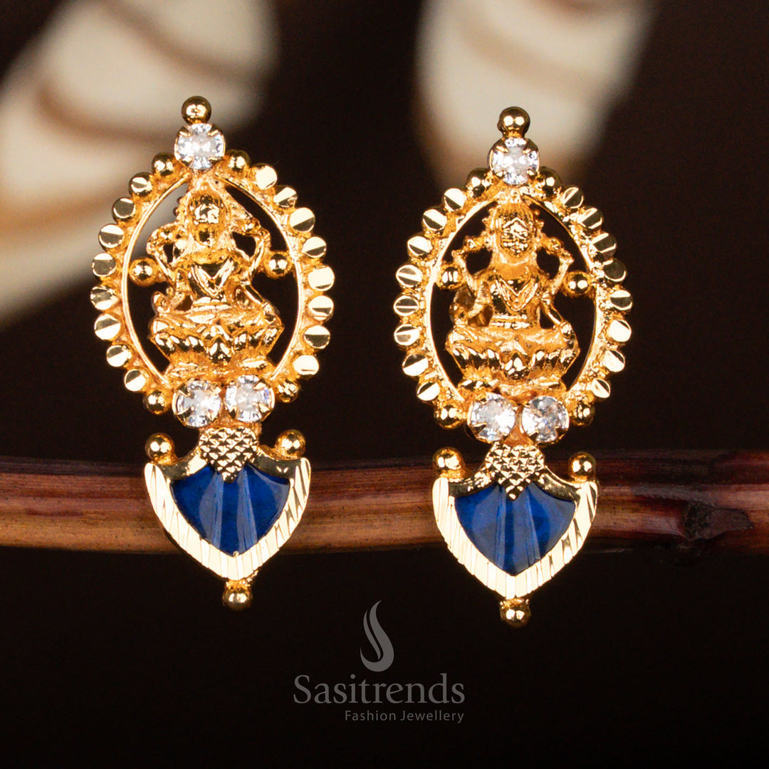 Kerala-style 24-carat pure gold plated Lakshmi Motif Palakka earrings, handcrafted divine elegance – Sasitrends