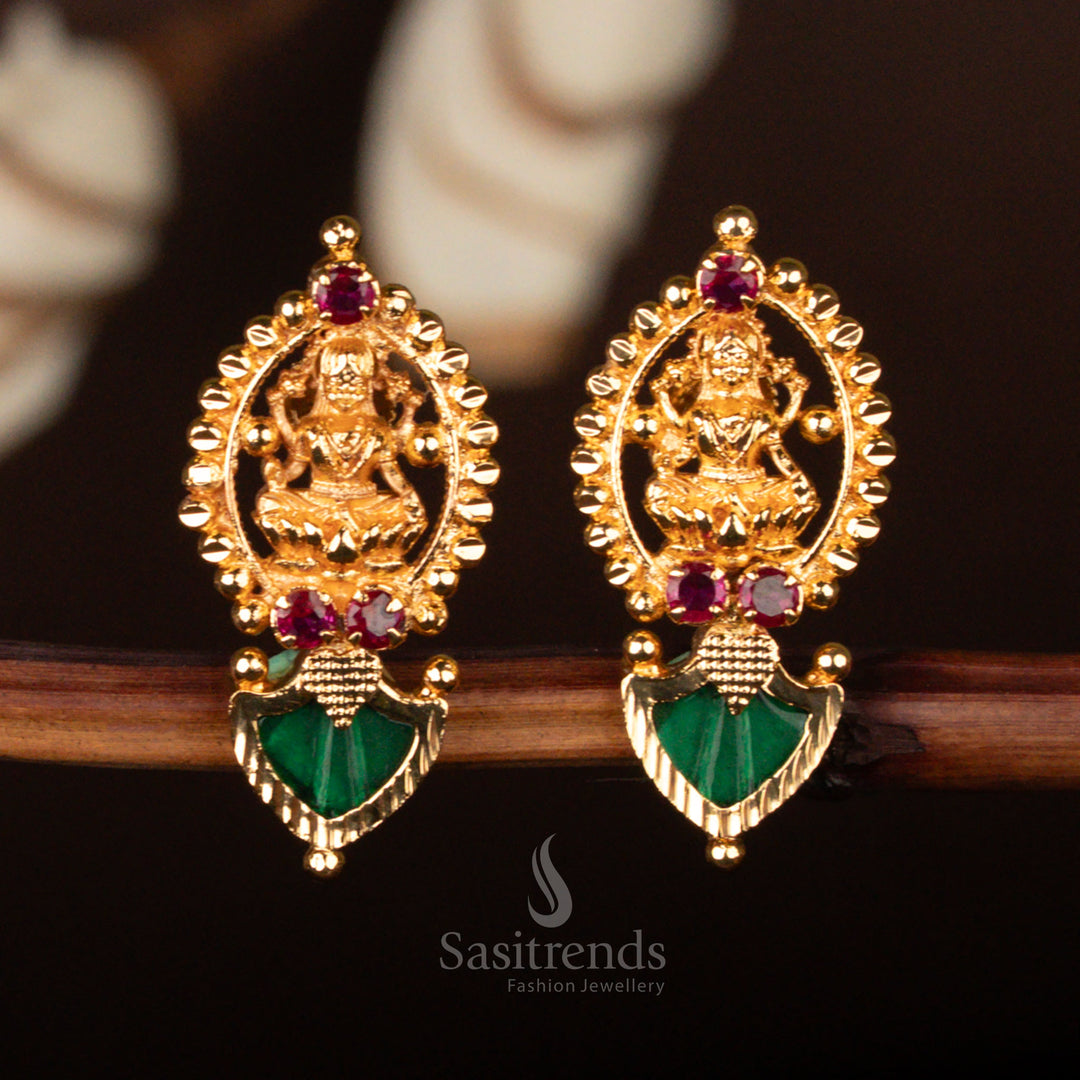 Kerala-style 24-carat pure gold plated Lakshmi Motif Palakka earrings, handcrafted divine elegance – Sasitrends