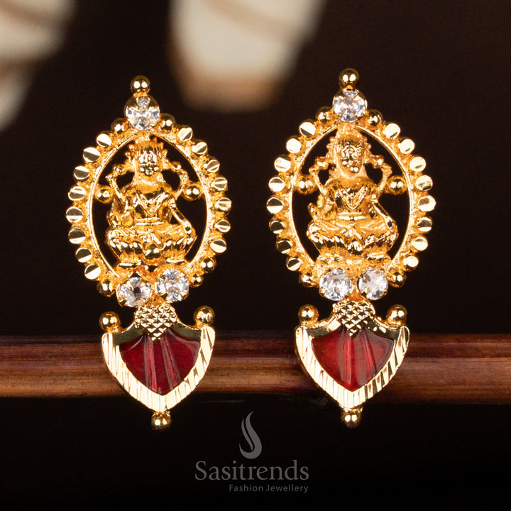 Kerala-style 24-carat pure gold plated Lakshmi Motif Palakka earrings, handcrafted divine elegance – Sasitrends