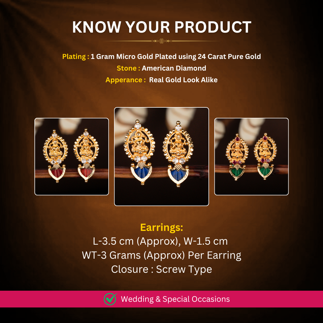 Micro gold plated Palakka Earrings Measurement image - Sasitrends