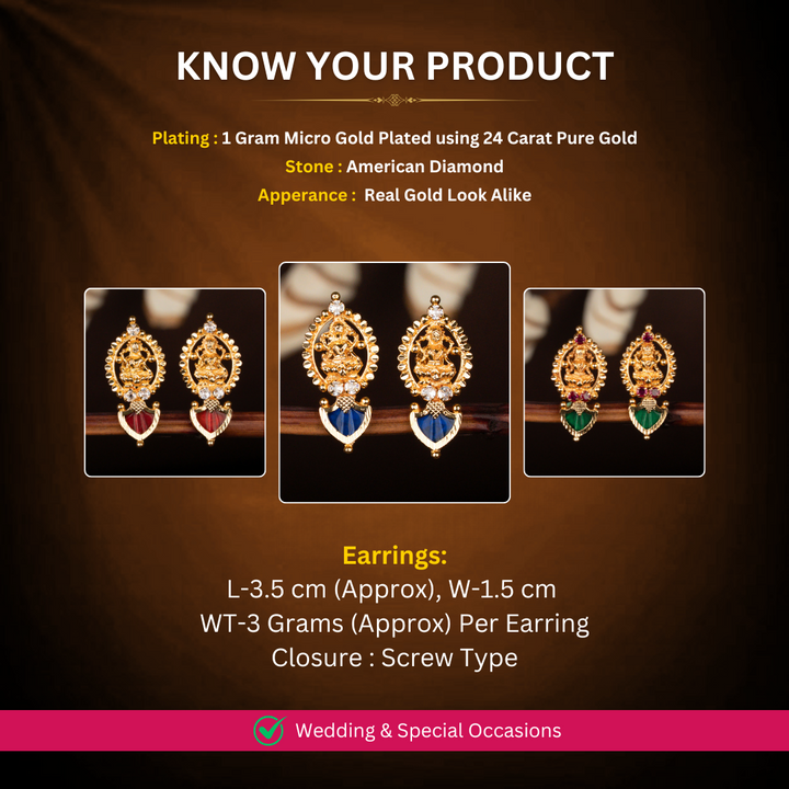 Micro gold plated Palakka Earrings Measurement image - Sasitrends