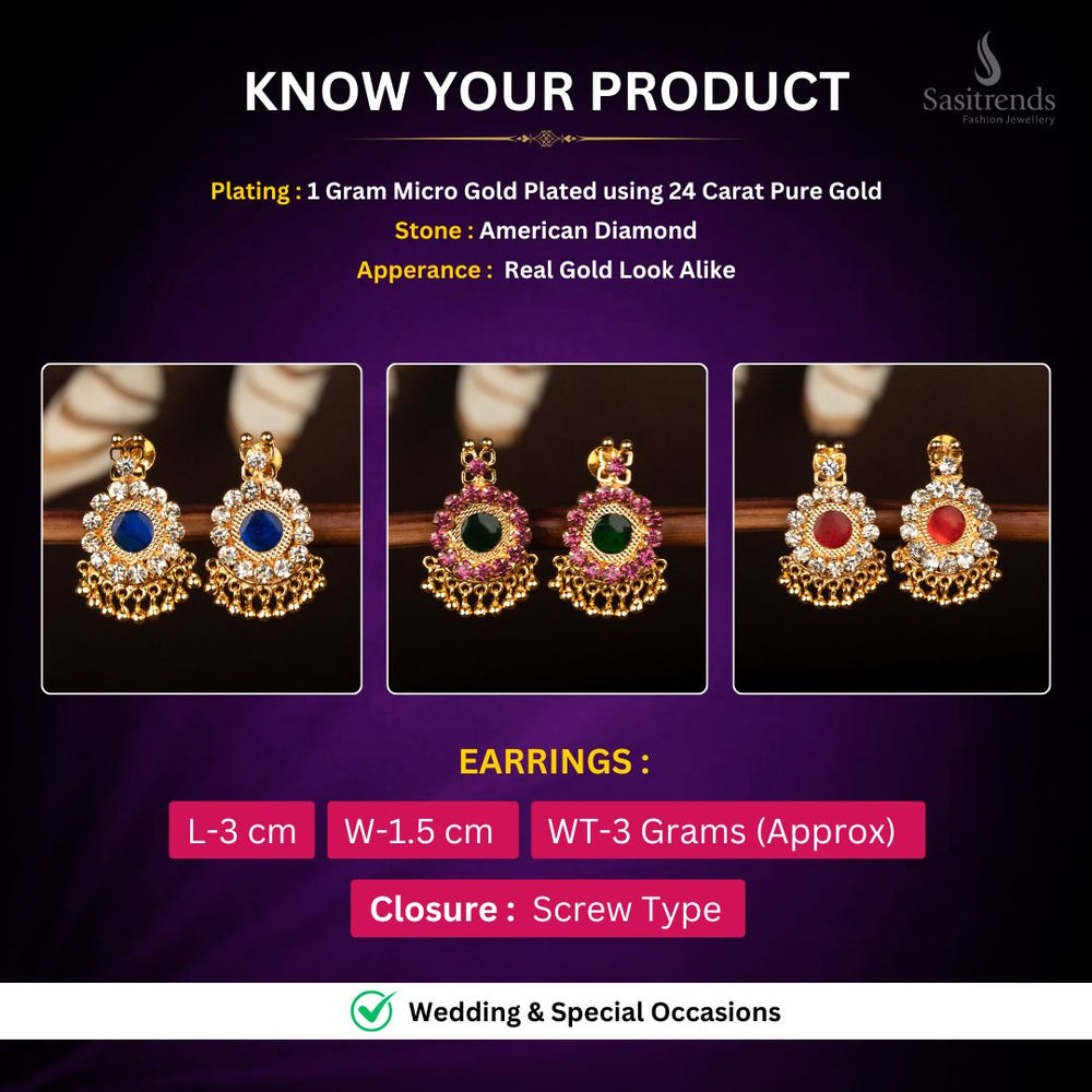 Micro gold plated Palakka Earrings Measurement image - Sasitrends