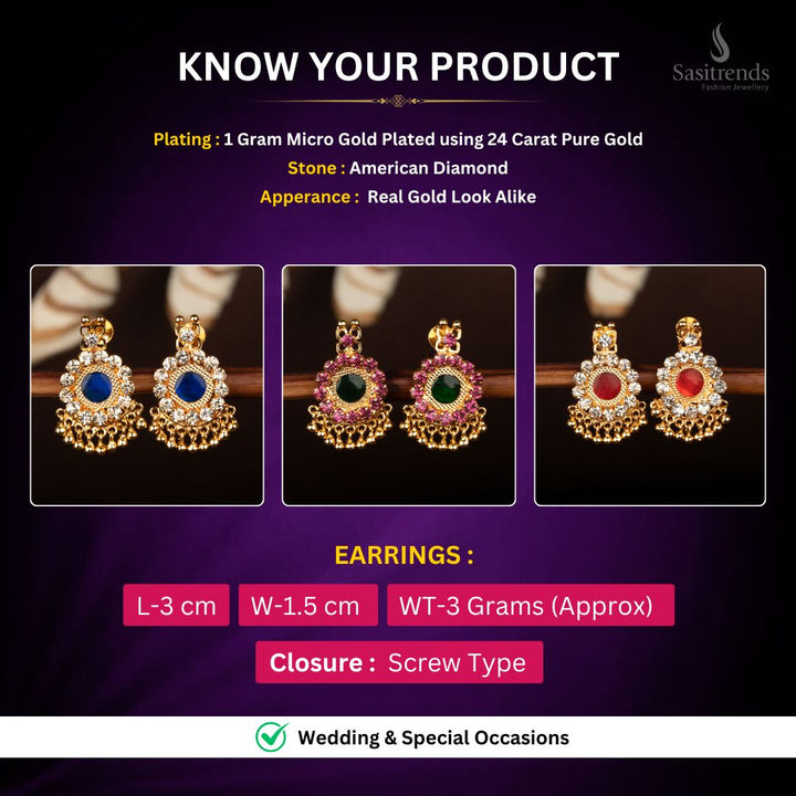 Micro gold plated Palakka Earrings Measurement image - Sasitrends