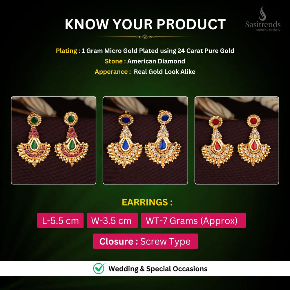 Micro gold plated Palakka Earrings Measurement image - Sasitrends