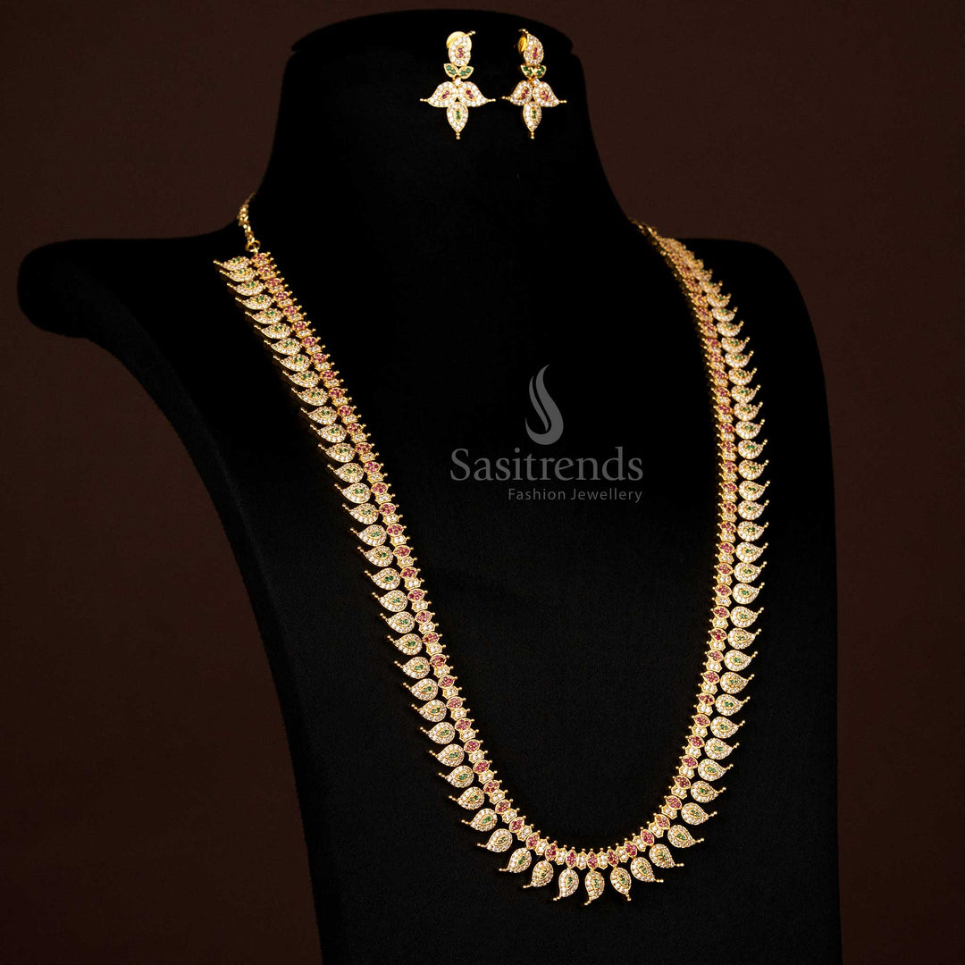 Elegant micro gold-plated multi long haram jewellery set with a continuous mango pattern - sasitrends