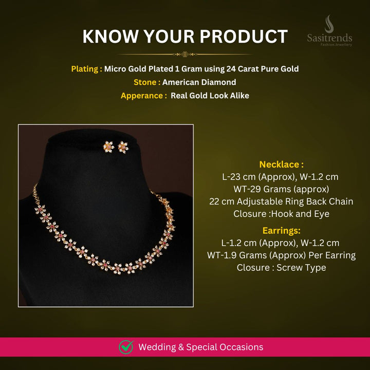 Micro Gold Plated Necklace Jewellery Set Measurement Image - Sasitrends