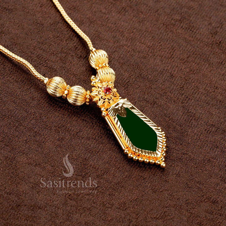 Micro gold plated Palakka Nagapadam pendant necklace with golden balls and floral AD design – Sasitrends