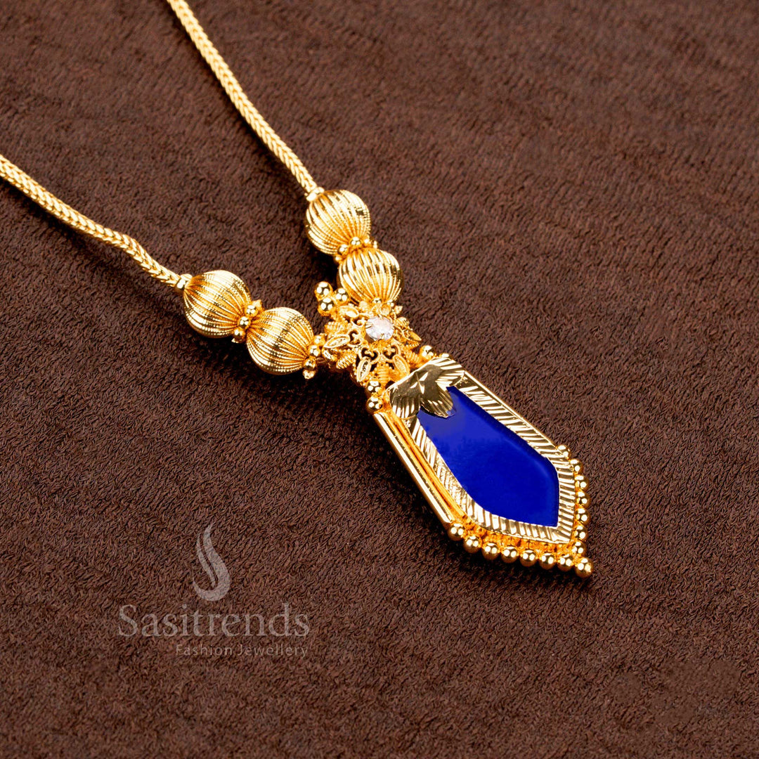 Micro gold plated Palakka Nagapadam pendant necklace with golden balls and floral AD design – Sasitrends