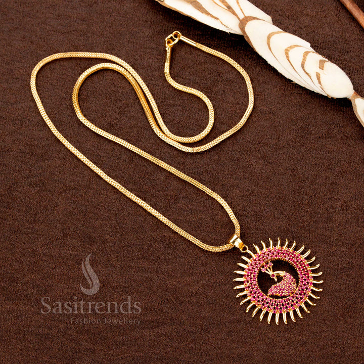 One Gram Jewellery Peacock Pendant Necklace with 24 Carat Gold Look – Sasitrends
