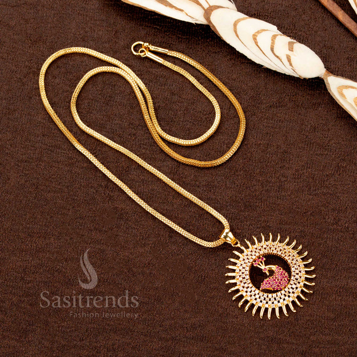 Traditional Peacock Pendant Necklace with Flexible Chain, Micro Gold Plated – Sasitrends
