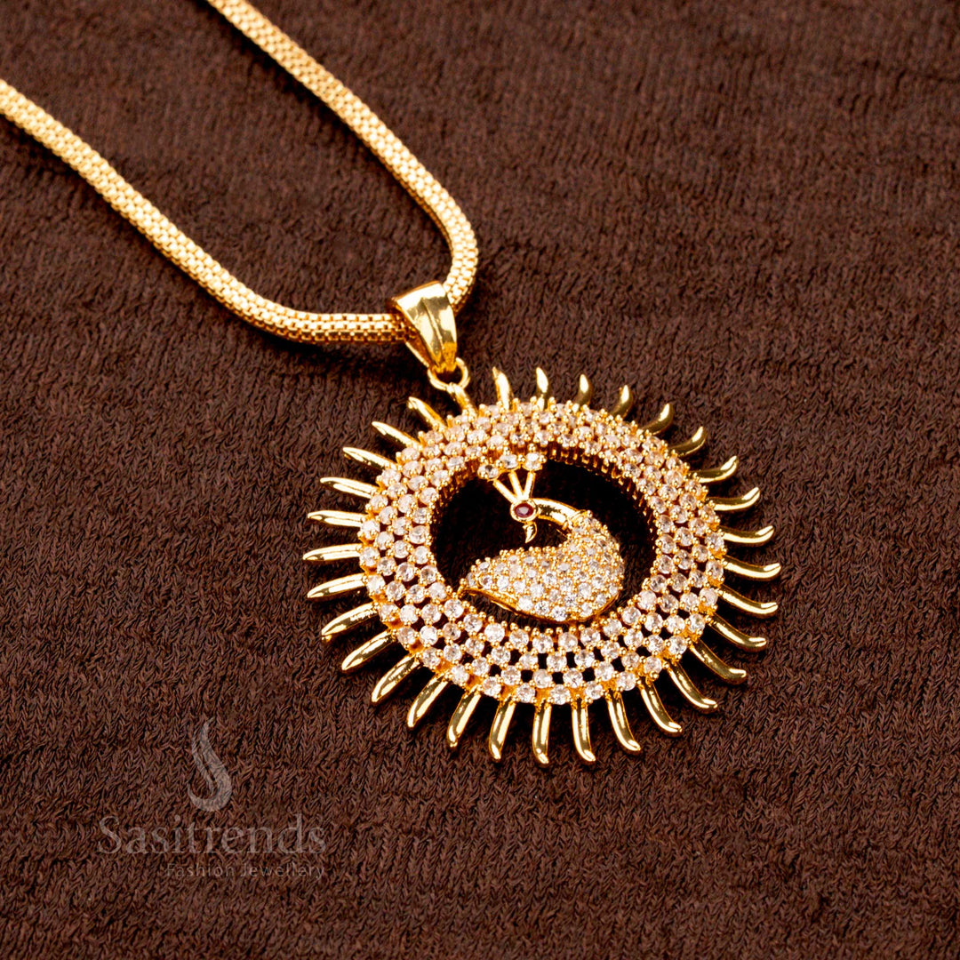 Traditional Peacock Pendant Necklace with Flexible Chain, Micro Gold Plated – Sasitrends