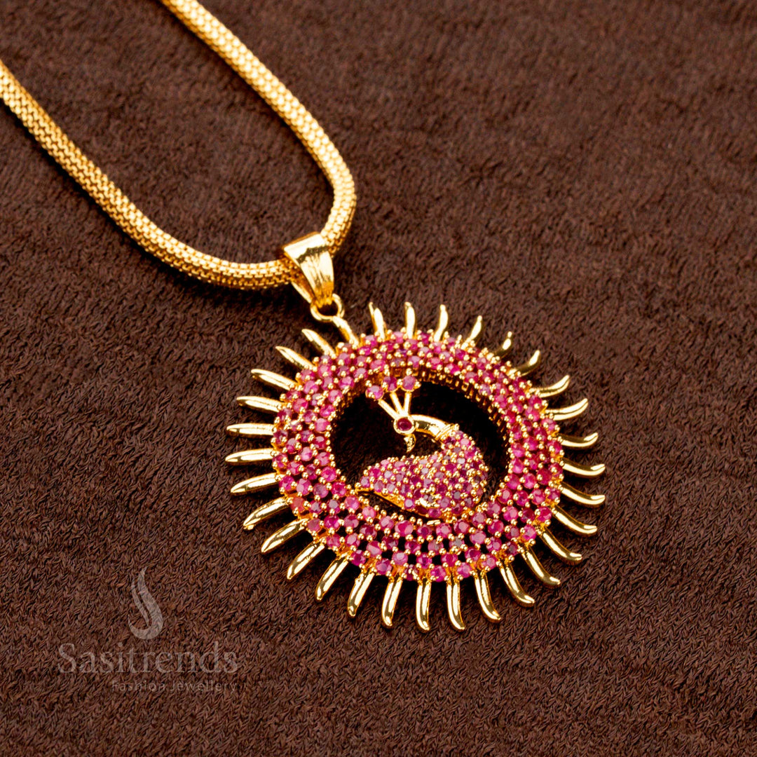 Traditional Peacock Pendant Necklace with Flexible Chain, Micro Gold Plated – Sasitrends