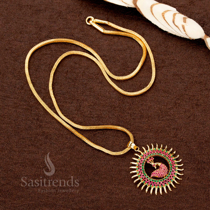 Traditional Peacock Pendant Necklace with Flexible Chain, Micro Gold Plated – Sasitrends