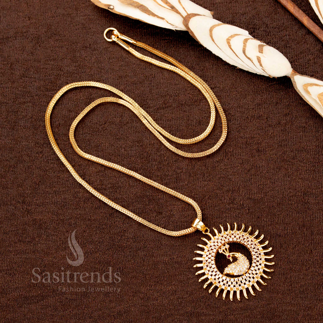 Traditional Peacock Pendant Necklace with Flexible Chain, Micro Gold Plated – Sasitrends
