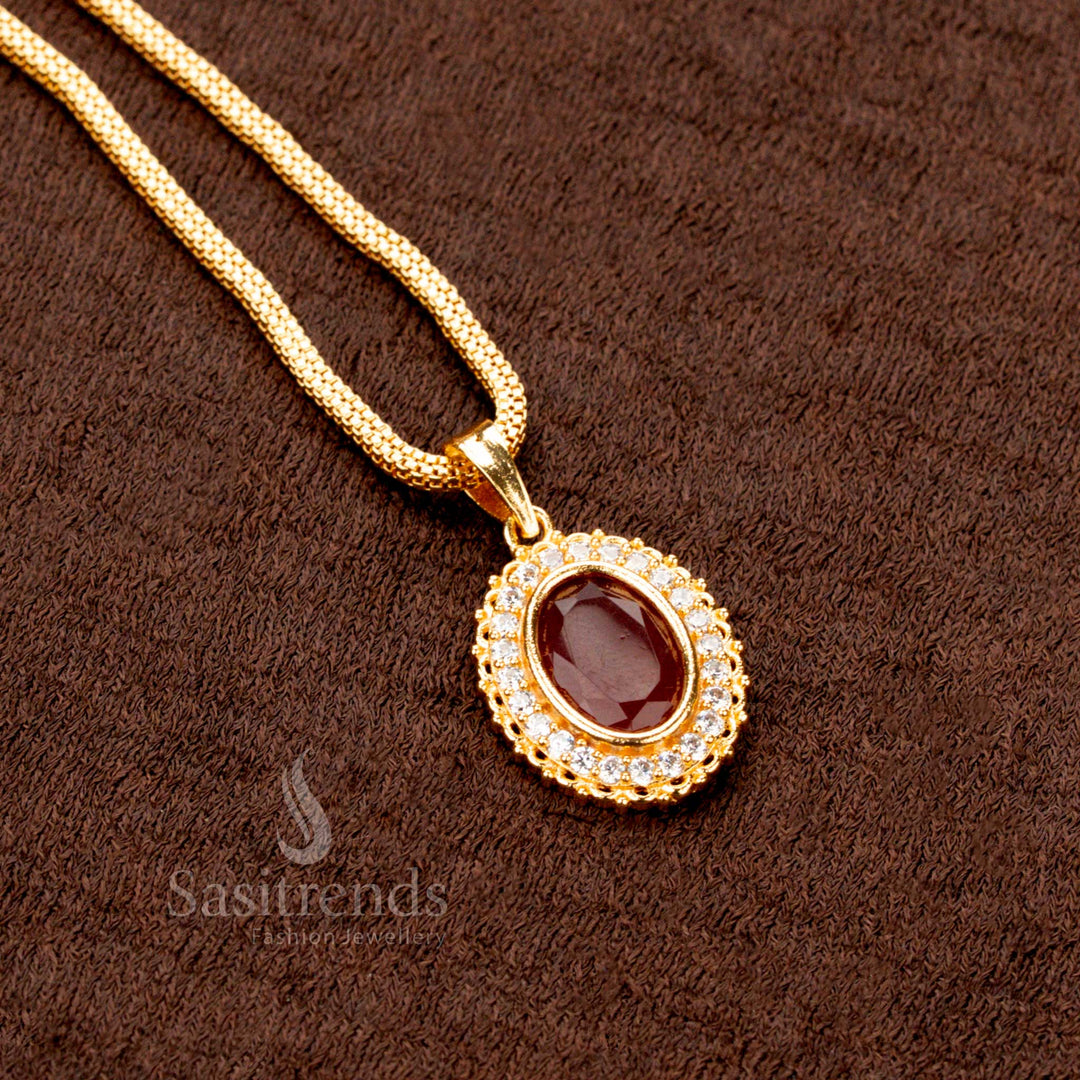 Micro Gold Plated Oval Pendant Necklace with Flexible Chain – Sasitrends