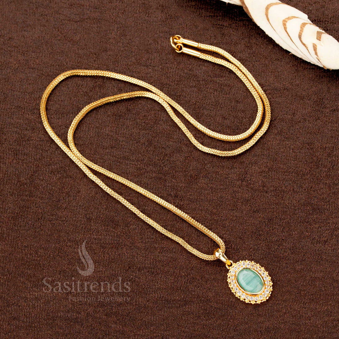 Micro Gold Plated Oval Pendant Necklace with Flexible Chain – Sasitrends