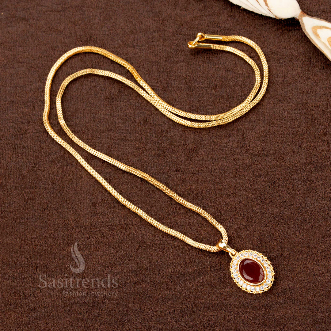 Micro Gold Plated Oval Pendant Necklace with Flexible Chain – Sasitrends