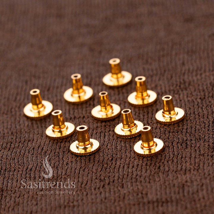Premium Brass Back Push Set – Micro Gold, Rose Gold & Silver Plated Triple Finish Earring Back Support Stoppers for Studs and Jhumkas – High Grip and Durable Locking Design for Daily Use - Sasitrends
