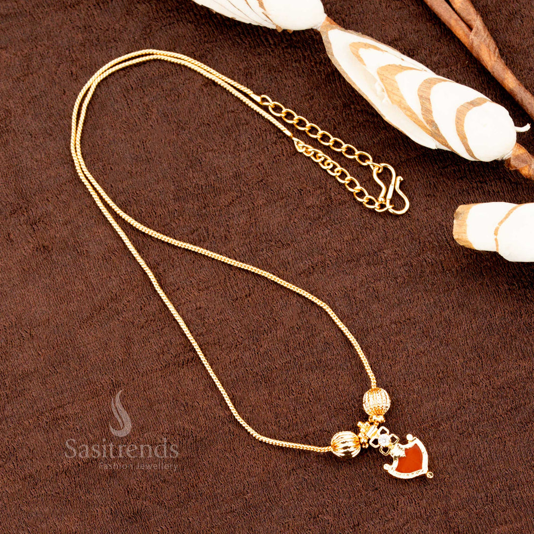 Traditional Kerala Style Red Palakka Pendant Chain Necklace – Sasitrends