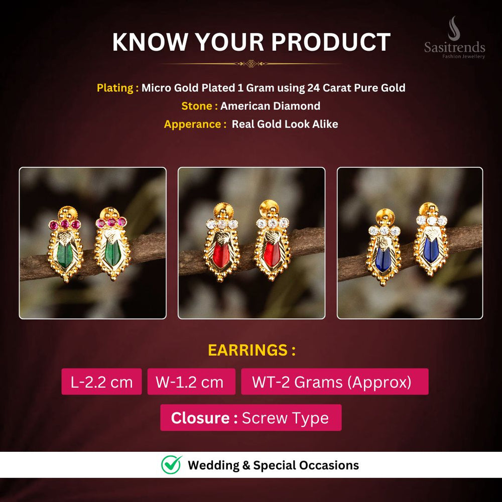 Micro gold plated Palakka Earrings Measurement image - Sasitrends