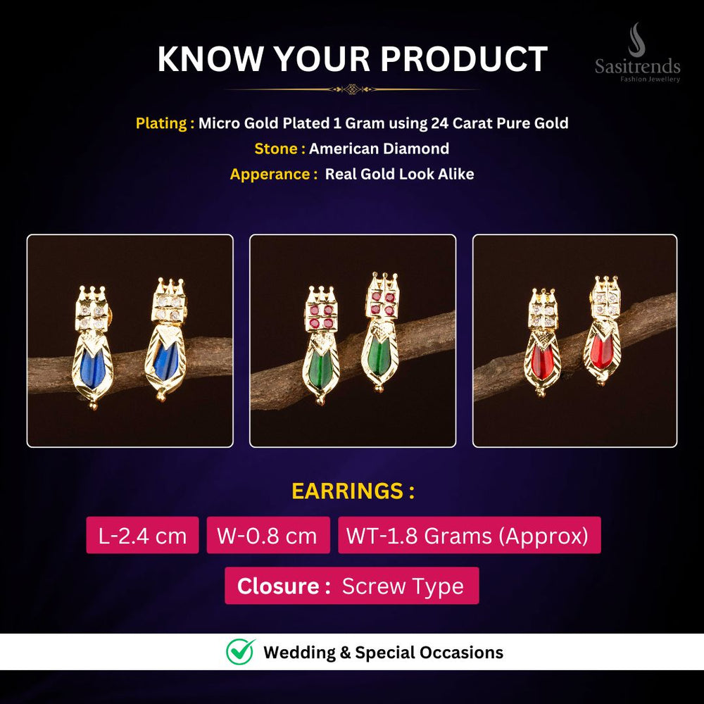 Micro gold plated Palakka Earrings Measurement image - Sasitrends