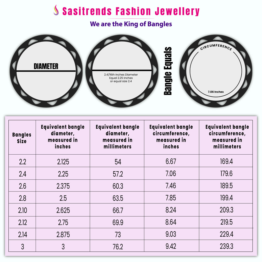 Micro Gold plated Bangles Measurement Image - Sasitrends