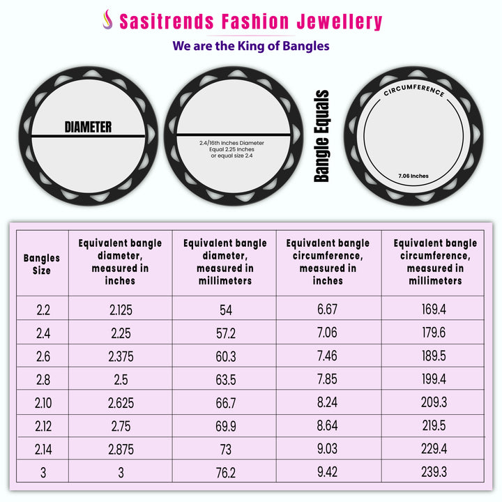 Micro Gold plated Bangles Measurement Image - Sasitrends