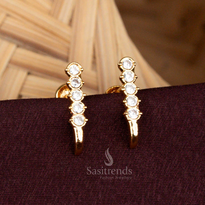 Stunning Guaranteed Impon Addigai Micro Gold Plated Linear AD Stone Earrings