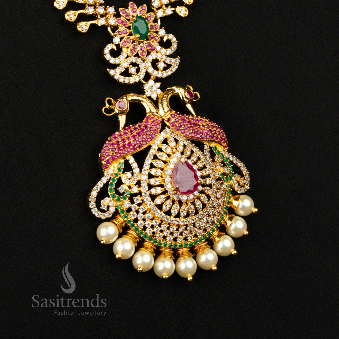 2629A Short and Long Peacock Necklace Set with Earrings - Sasitrends