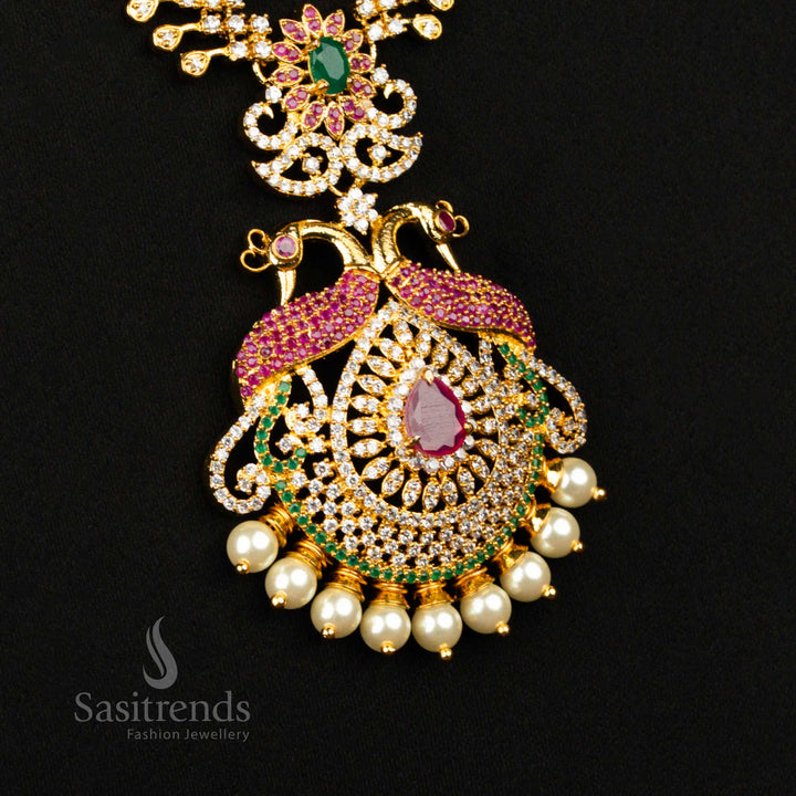 2629A Short and Long Peacock Necklace Set with Earrings - Sasitrends