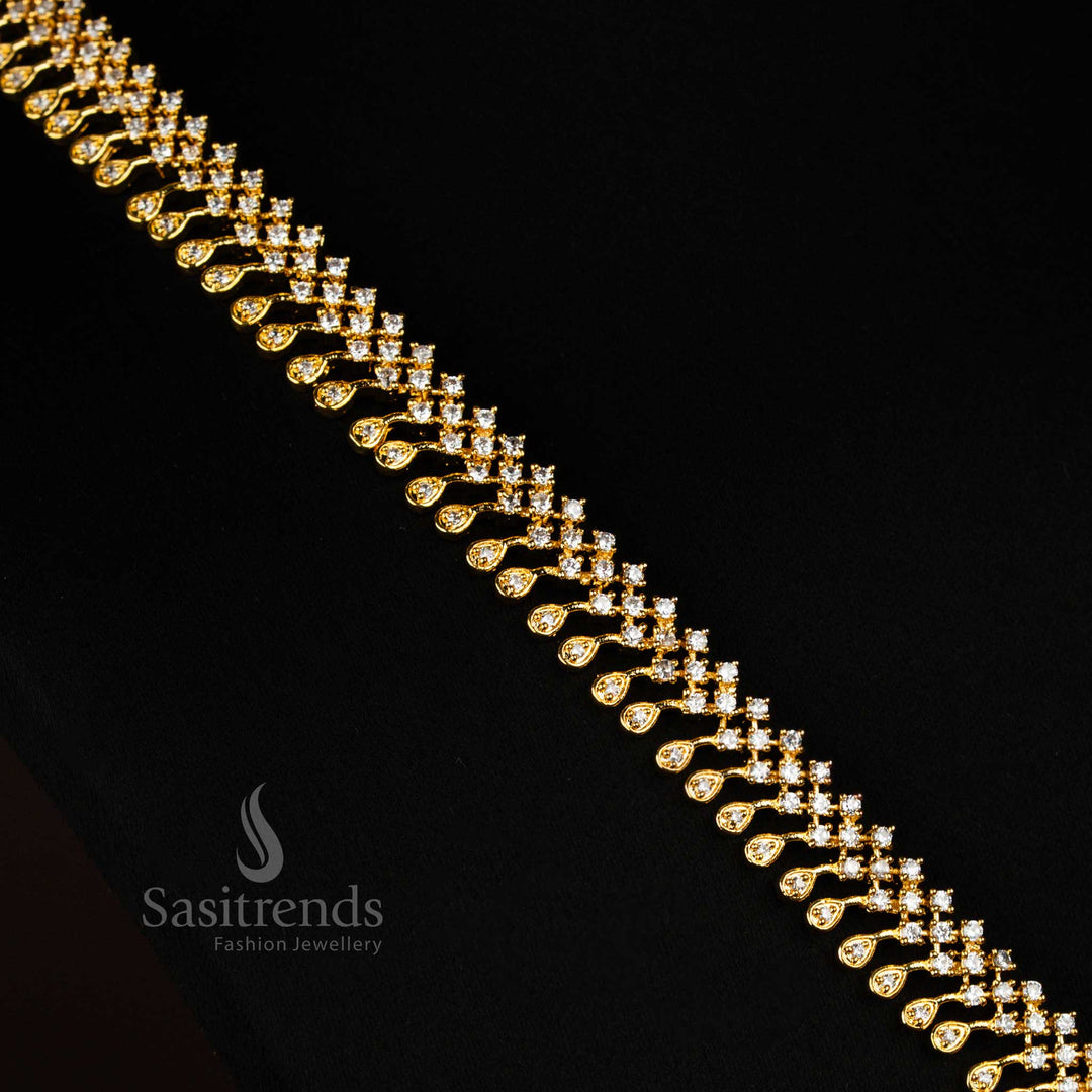 Micro Gold Plated American Diamond Bridal Jewellery Combo - Sasitrends