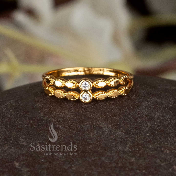 Sasitrends 24k gold plated ring with intricate two-step design.