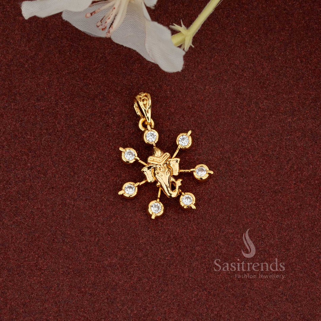 Lord Ganesha Pendant with Real Gold Look and Stones