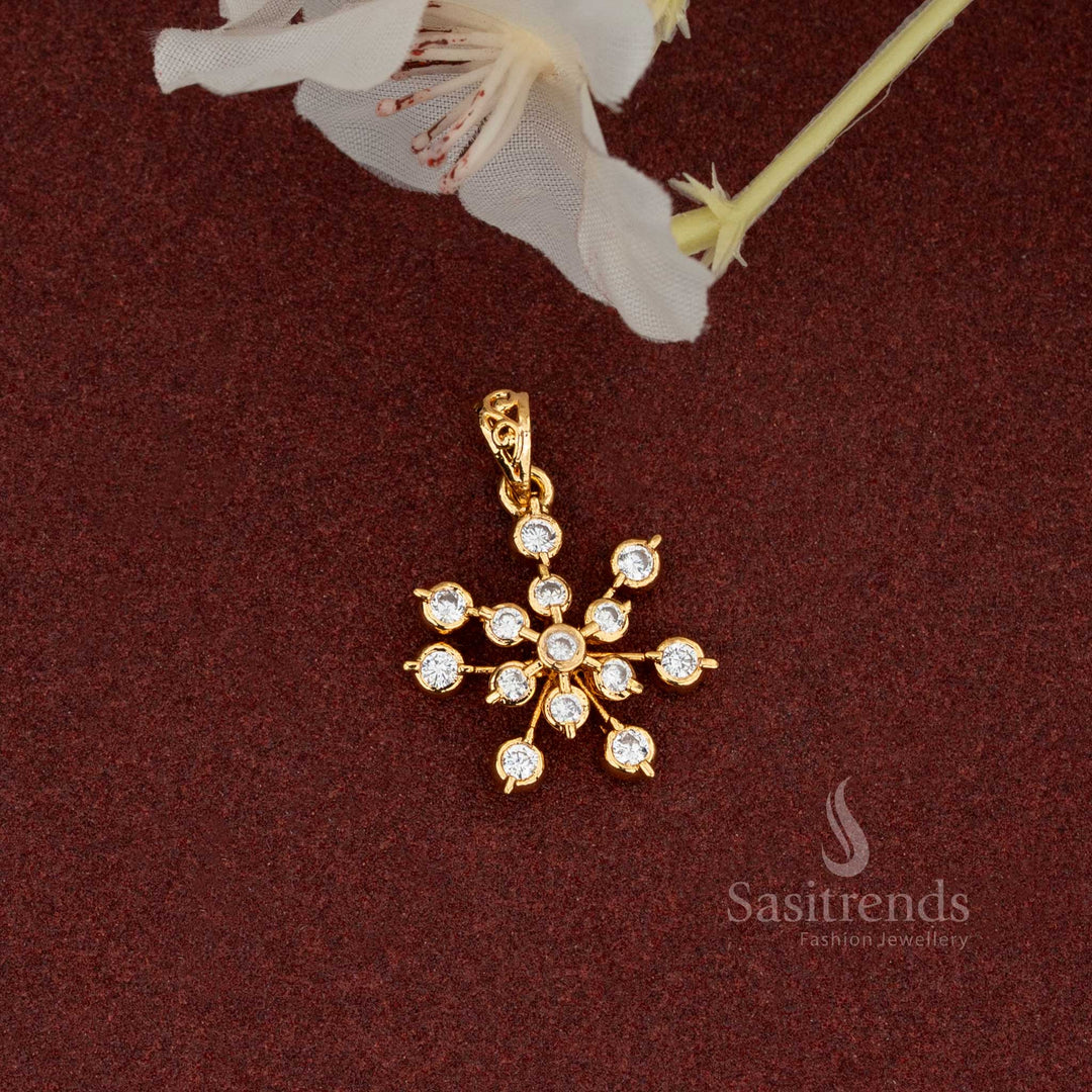 Impon Addigai 24K Gold Plated Snowflake Pendant with Stones