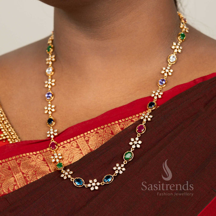Impon Addigai Micro Gold Plated Pachaloga Floral Ad Necklace - Sasitrends