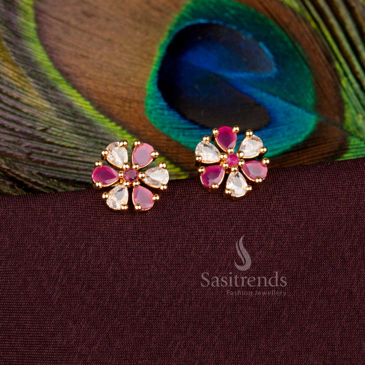 Radiant Micro Gold Plated Floral Teardrop Stud Earrings Look Like Real Gold – Sasitrends